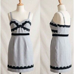 TCEC Mini Dress Grey Black Scalloped Lace Trim Coquette Party Cocktail Small S